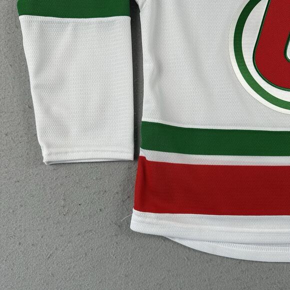 Utica Devils Jersey Youth Small White Red Stitch Logo AHL CCM - Picture 7 of 16